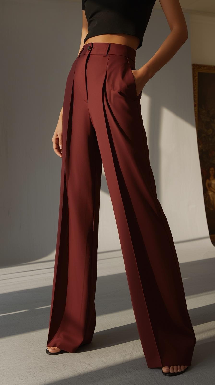 Pantalones Mujer Tiro Alto Modeladores Pierna Ancha