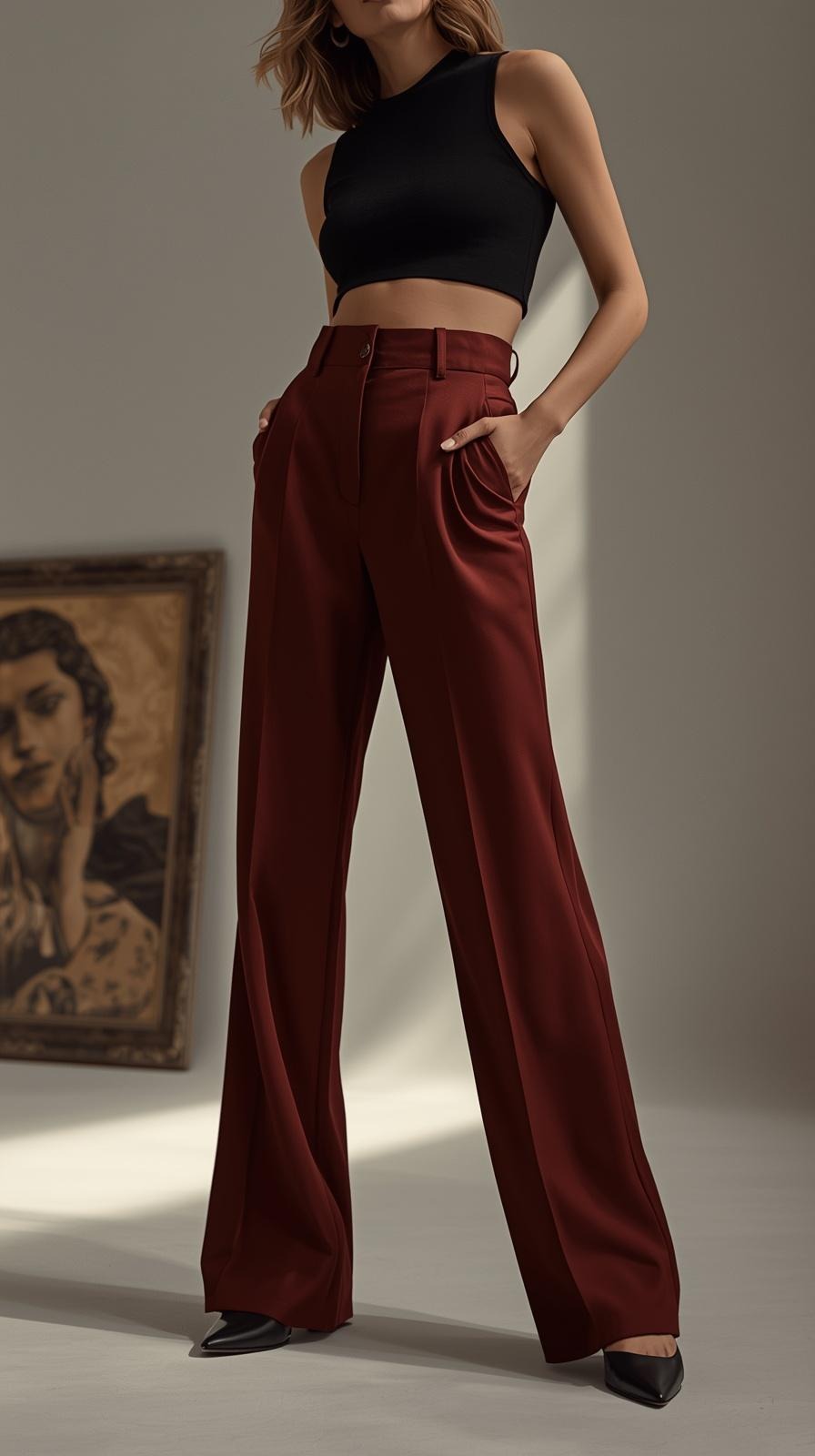 Damenhose High Waist Shaping Weites Bein