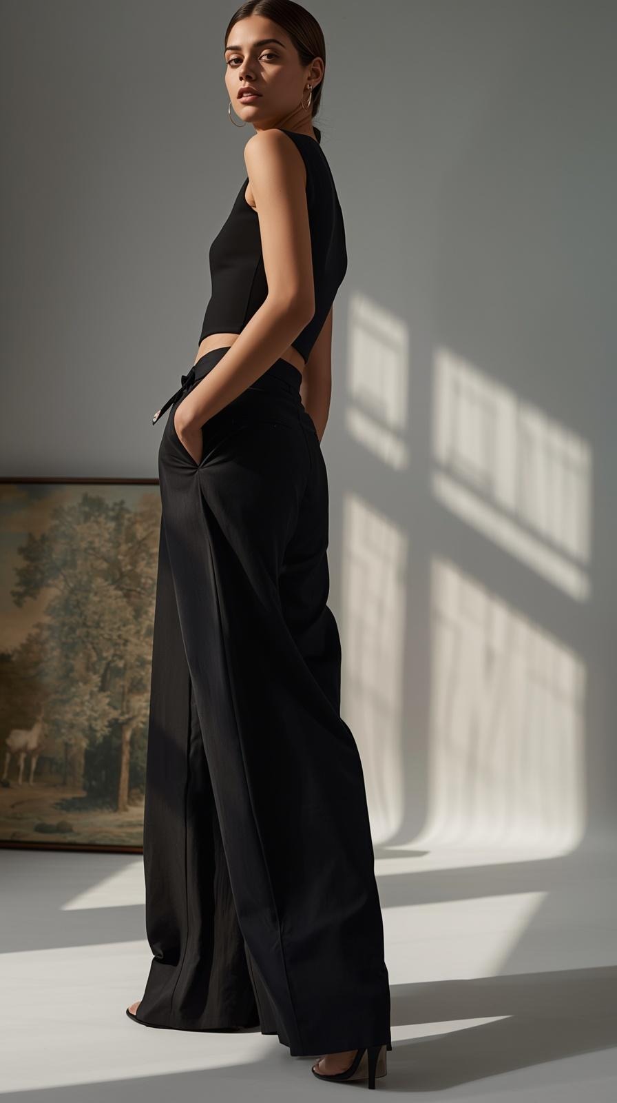 Pantalones Mujer Tiro Alto Modeladores Pierna Ancha