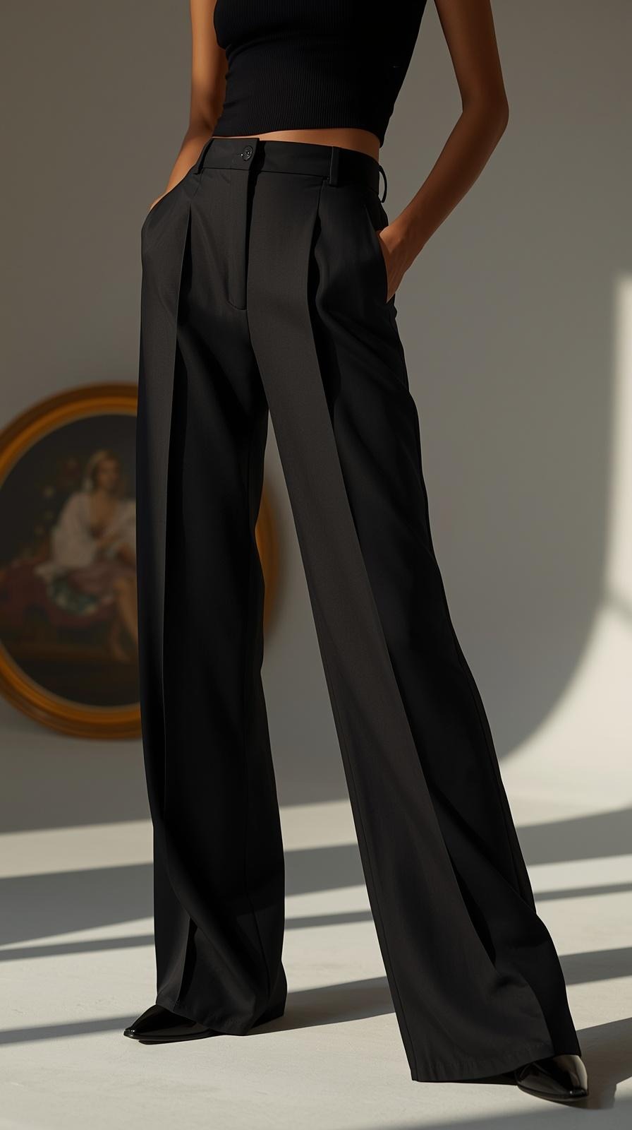 Pantalones Mujer Tiro Alto Modeladores Pierna Ancha