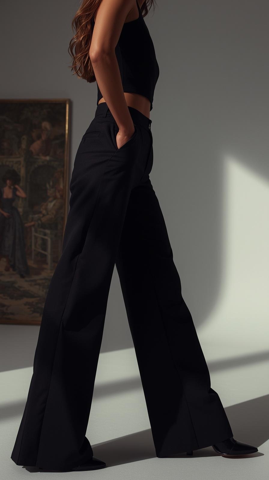 Pantalones Mujer Tiro Alto Modeladores Pierna Ancha