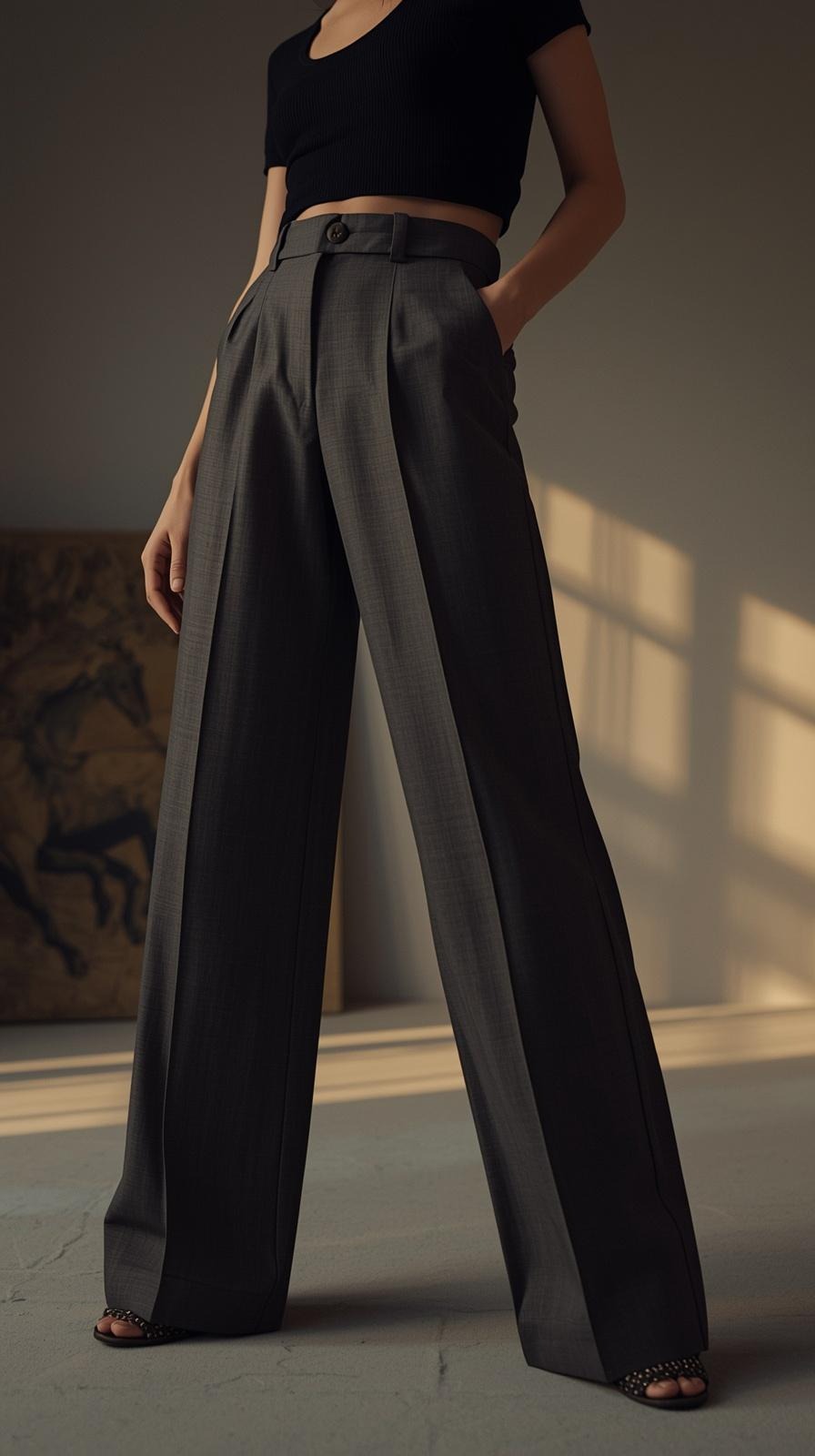 Pantalones Mujer Tiro Alto Modeladores Pierna Ancha