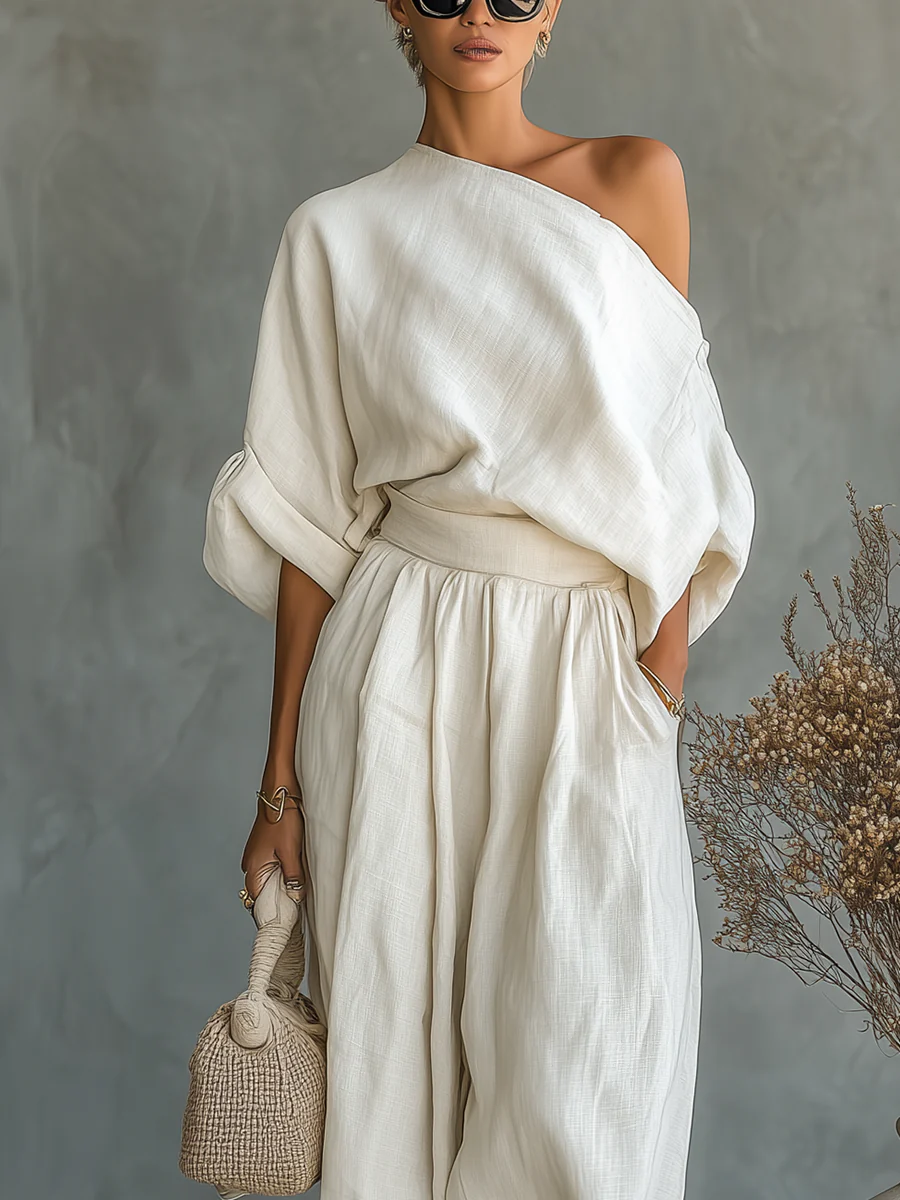 Conjunto Off Shoulder 2 Piezas Estilo Casual Chic