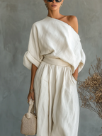 Conjunto Off Shoulder 2 Piezas Estilo Casual Chic