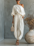 Conjunto Off Shoulder 2 Piezas Estilo Casual Chic