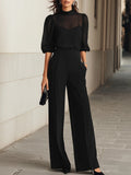Women's Elegant 3-Piece Set with Wide-Leg Pants