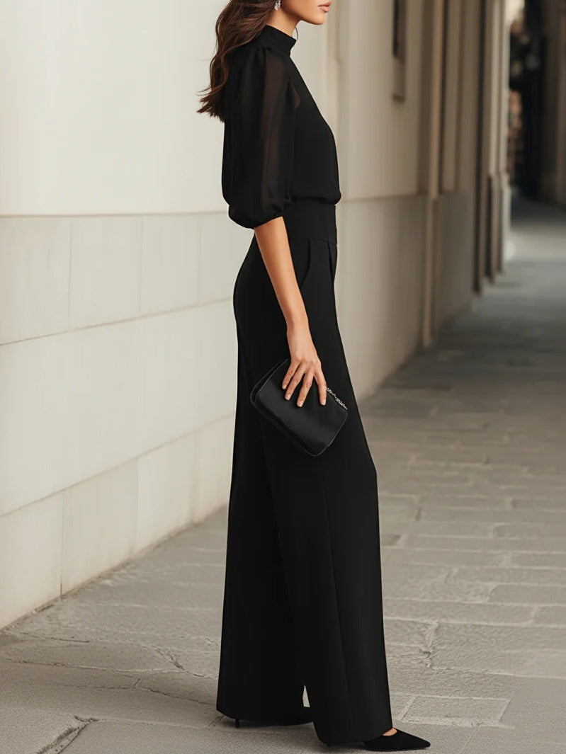 Conjunto Elegante 3 Piezas Mujer con Pantalón Amplio