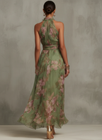 Livia | Elegant Floral Halter Maxi Dress