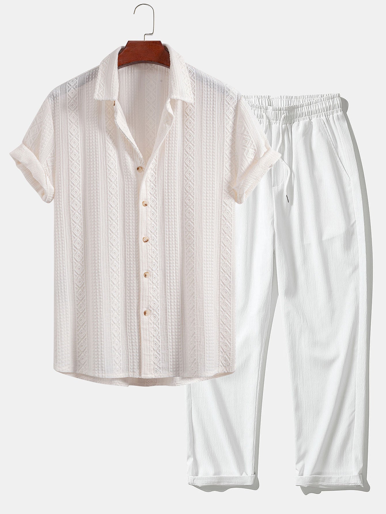 Set: Hemd mit geometrischem Jacquardmuster und gerade geschnittene Hose