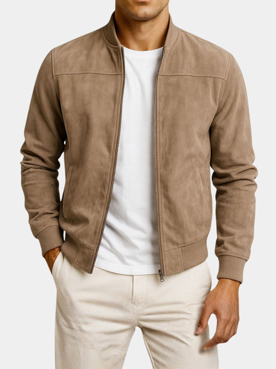 Chaqueta De Ante Para Hombre Con Corte Estructurado
