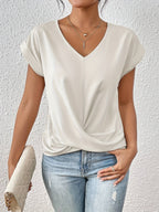 Camiseta Casual Mujer con Escote Corazón Ajustado