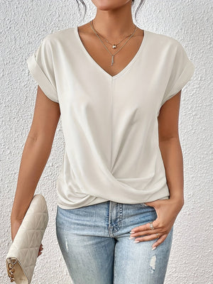 Casual-Damen-T-Shirt mit eng anliegendem Herzausschnitt