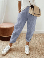 Pantalón De Algodón A Rayas Mujer – Ligero Y Cómodo