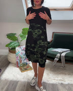 Vestido Patchwork con Flores y Cuello Redondo