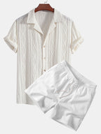 Conjunto Camisa Cubana Jacquard y Shorts Texturizados