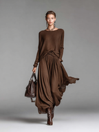 Strickrock und Pullover-Set mit Rundhalsausschnitt