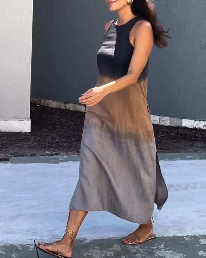 Vestido Sin Mangas con Degradado Elegante