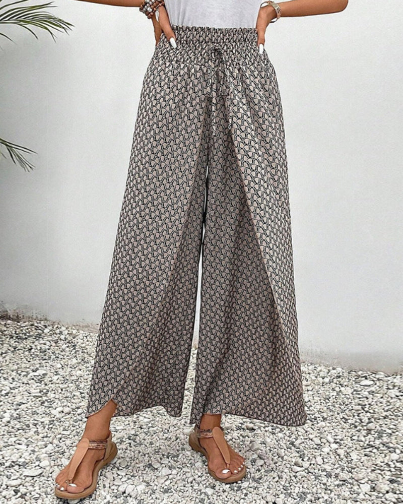 Pantalón Geométrico de Verano con Cintura Elástica