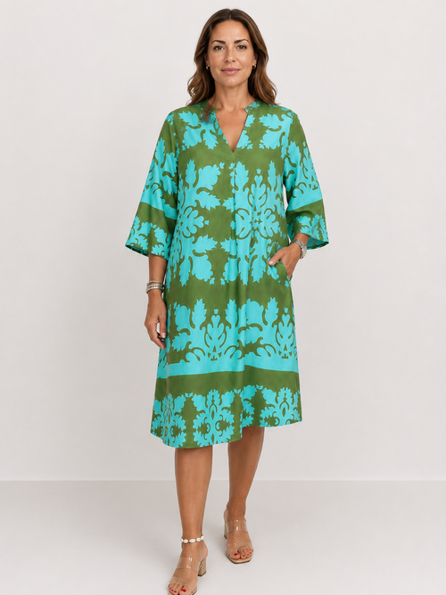 Amalia™ Vestido de Primavera con Estampado y Cuello en V