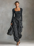 Conjunto Mujer Top Cuadrado y Pantalón Cargo Urbano