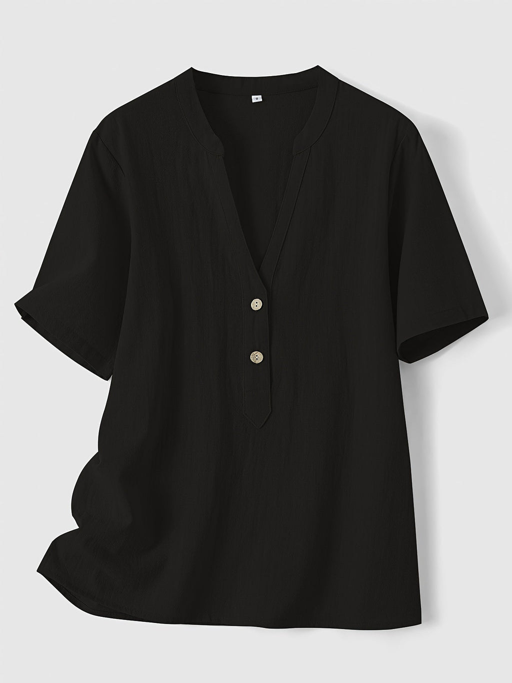 Elegante Bluse mit V-Ausschnitt und Holzknöpfen