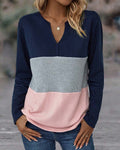 Colorful Blouse with Loose-Cut V-Neck