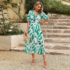 Vestido Colorido Con Cuello En V Para Mujer
