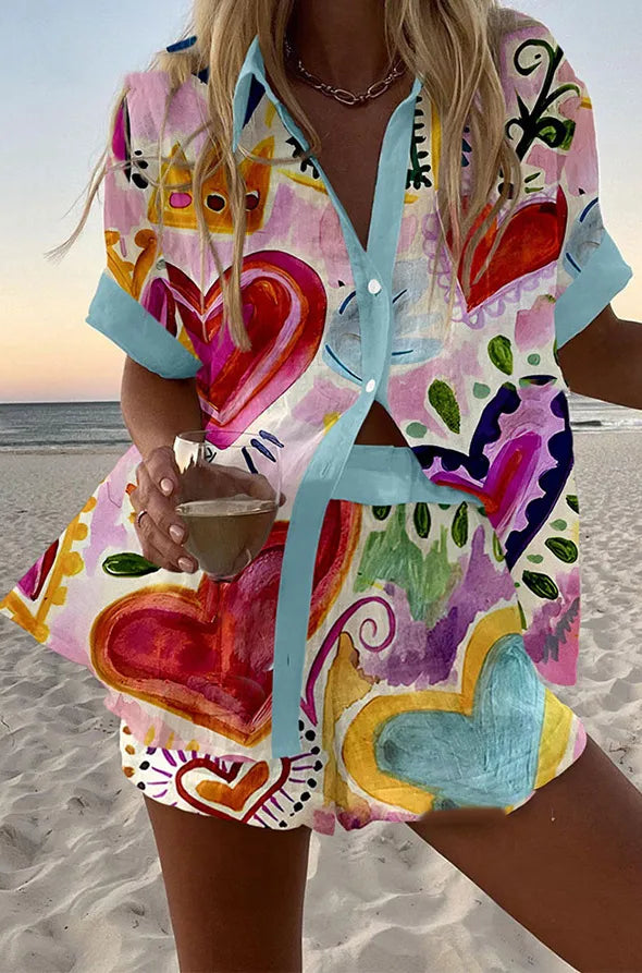 Conjunto Camilla De Camiseta Y Shorts Lino Algodón