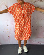 Legeres Frühlings-Midikleid mit Reverskragen