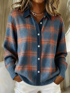 Jersey A Cuadros Retro de Punto Suave