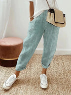 Pantalón De Algodón A Rayas Mujer – Ligero Y Cómodo