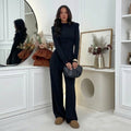 Wide-Leg Pants and Blouse Set, Chocolate Style