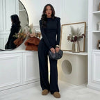 Conjunto Pantalón Y Blusa Wide Leg Estilo Chocolate