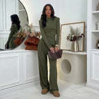 Conjunto Pantalón Y Blusa Wide Leg Estilo Chocolate