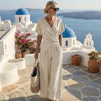 Conjunto Elegante de Dos Piezas con Top Cruzado