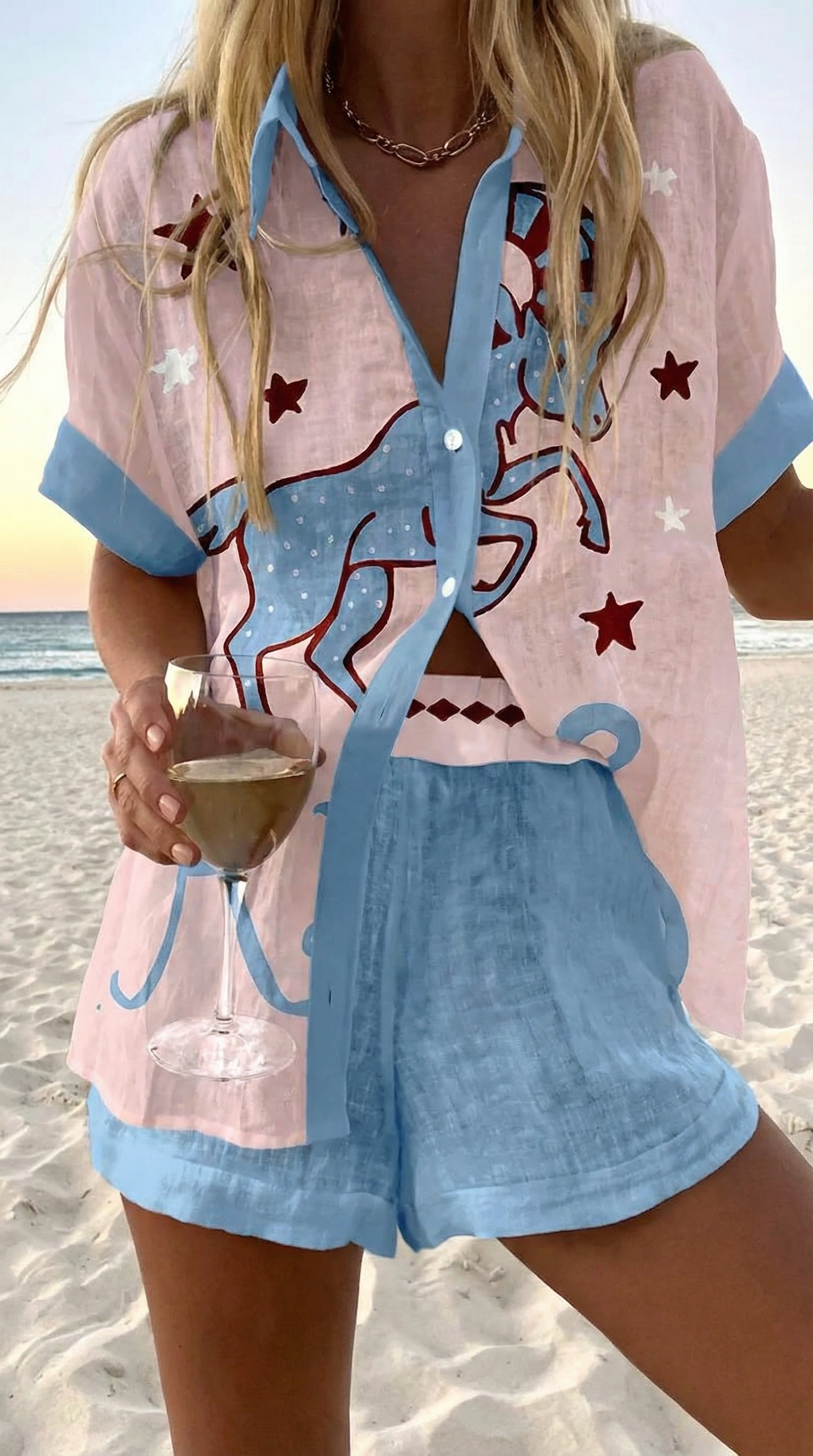 Conjunto Camiseta y Shorts Lino Algodón Mujer