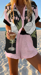 Set Camiseta y Shorts Lino Algodón Mujer Casual