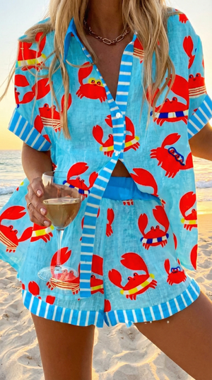 Conjunto Camilla De Camiseta Y Shorts Lino Algodón