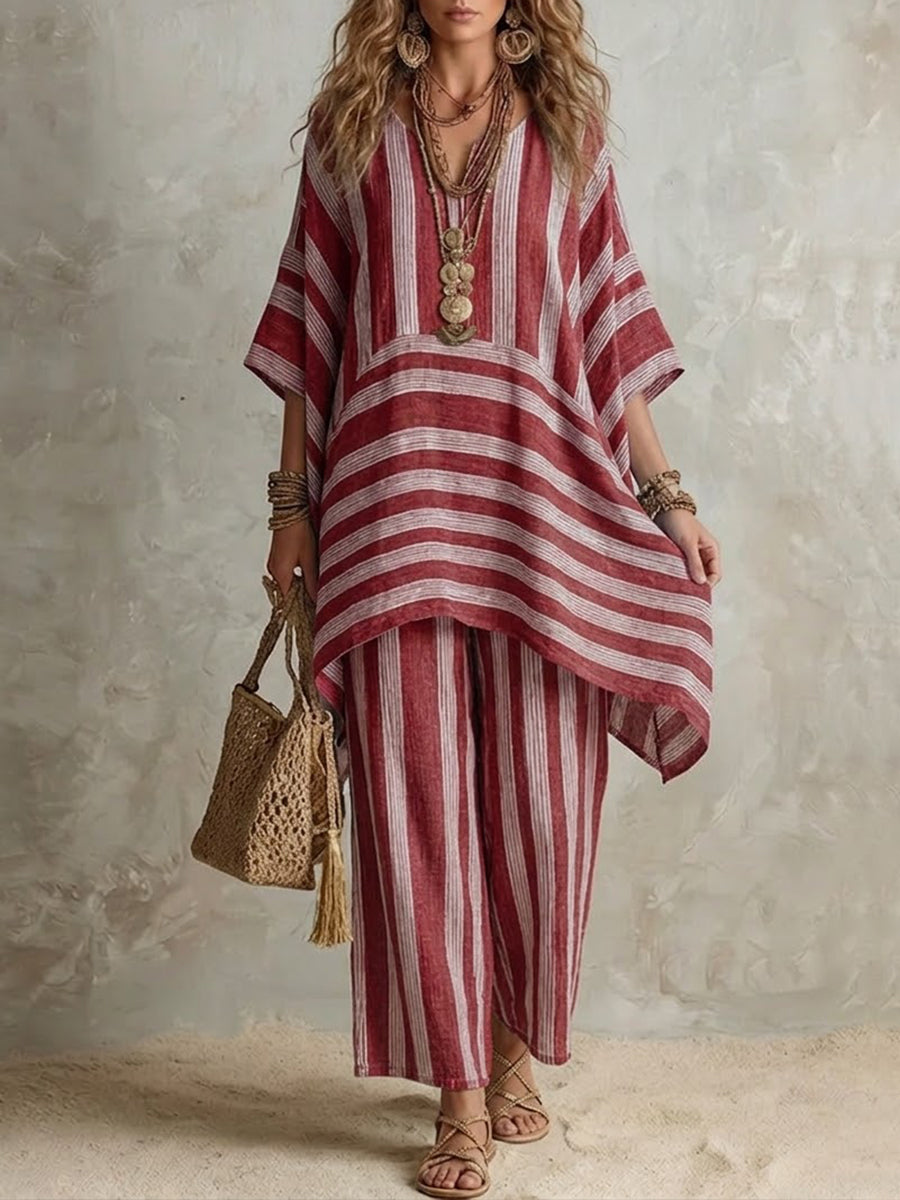 Conjunto Boho a Rayas Mujer Corte Oversize