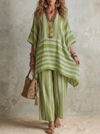 Conjunto Boho a Rayas Mujer Corte Oversize
