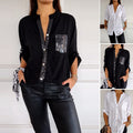 Black Blouse with Shiny Details, Flowing Cut