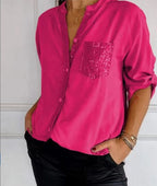 Blusa Negra con Detalles Brillantes de Corte Fluido