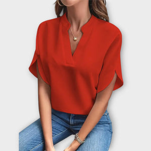 Elegante Sommerbluse mit lockerem V-Ausschnitt