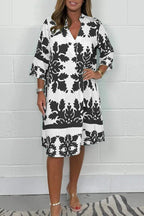 Vestido Primaveral con Estampado y Escote en V