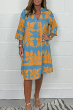 Vestido Primaveral con Estampado y Escote en V