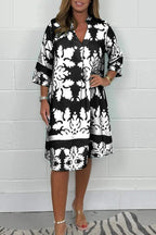 Vestido Primaveral con Estampado y Escote en V