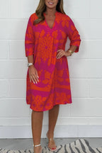 Vestido Primaveral con Estampado y Escote en V