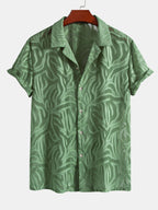 Conjunto Camisa Cubana Jacquard y Pantalón Recto Lino