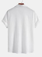 Conjunto Camisa Cubana Jacquard a Rayas y Pantalón