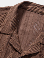 Conjunto Camisa Cubana Jacquard y Pantalón Cropped Lino